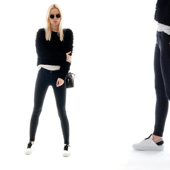 NWT CURRENT/ELLIOTT Wash Black Zip Ankle Skinny Jean Pants Made in USA MSRP $218 - Picture 9 of 16